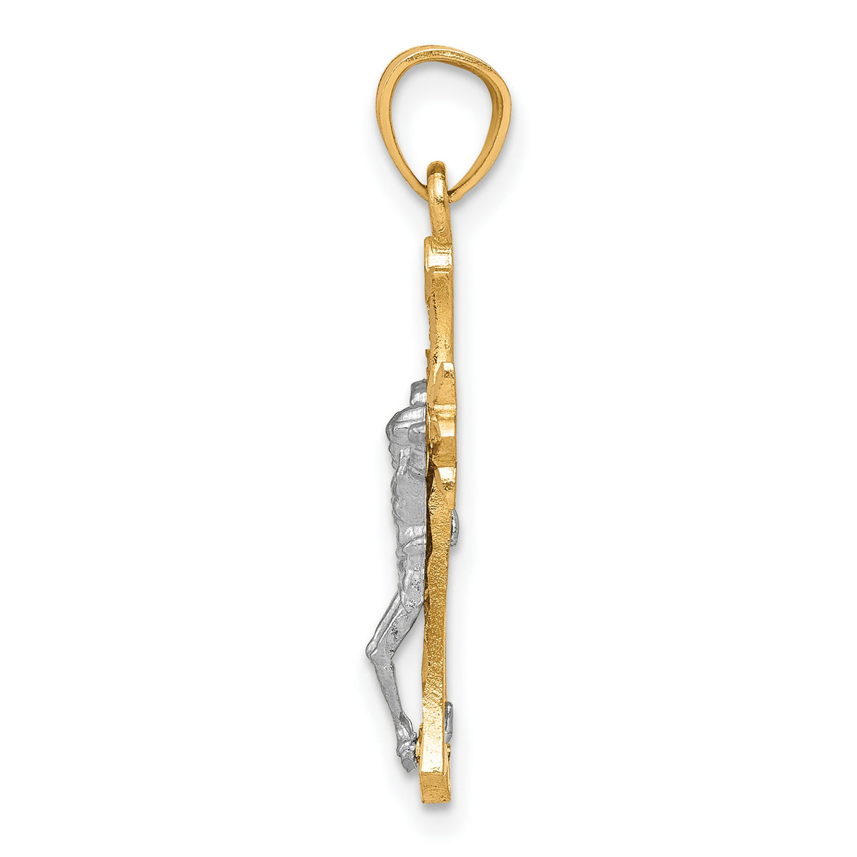 Filigree Crucifix Charm Pendant in Real 10k Multi-Tone Gold