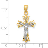 Filigree Crucifix Charm Pendant in Real 10k Multi-Tone Gold