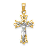 Filigree Crucifix Charm Pendant in Real 10k Multi-Tone Gold