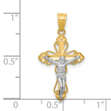 Filigree Crucifix Charm Pendant in Real 10k Multi-Tone Gold