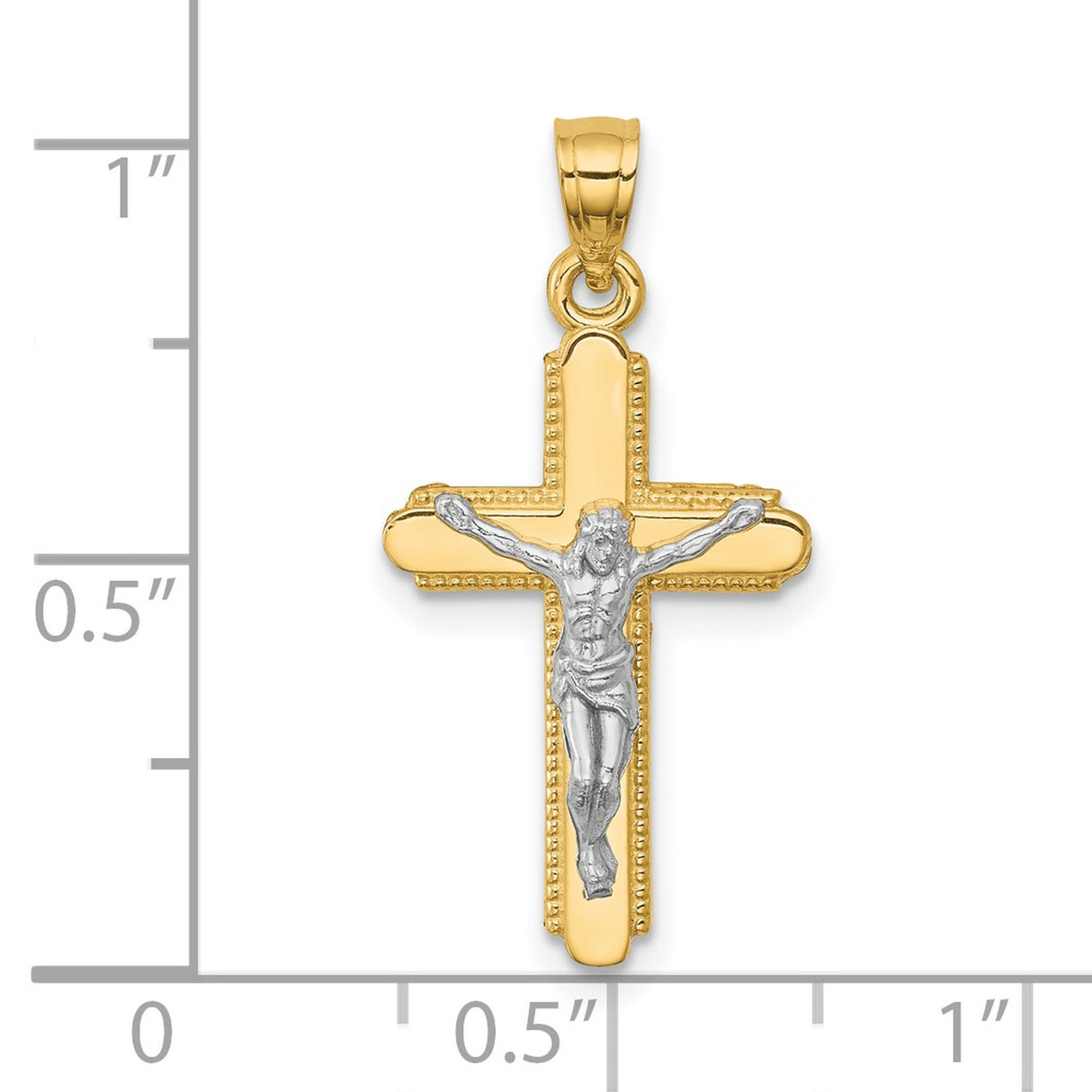 Crucifix Charm Pendant in Real 10k Multi-Tone Gold