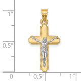 Crucifix Charm Pendant in Real 10k Multi-Tone Gold