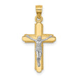 Crucifix Charm Pendant in Real 10k Multi-Tone Gold