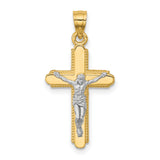 Crucifix Charm Pendant in Real 10k Multi-Tone Gold