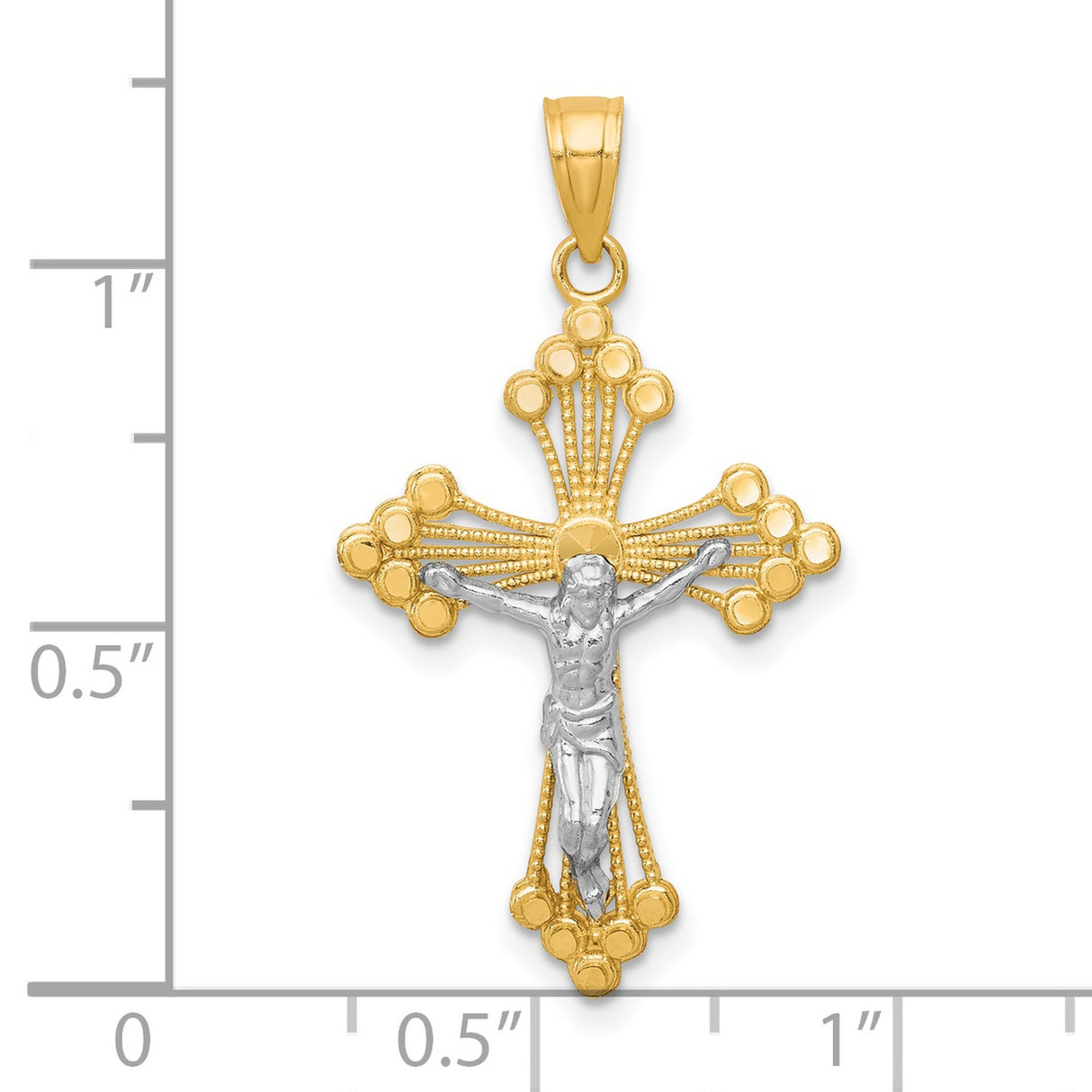 Crucifix Charm Pendant in Real 10k Multi-Tone Gold