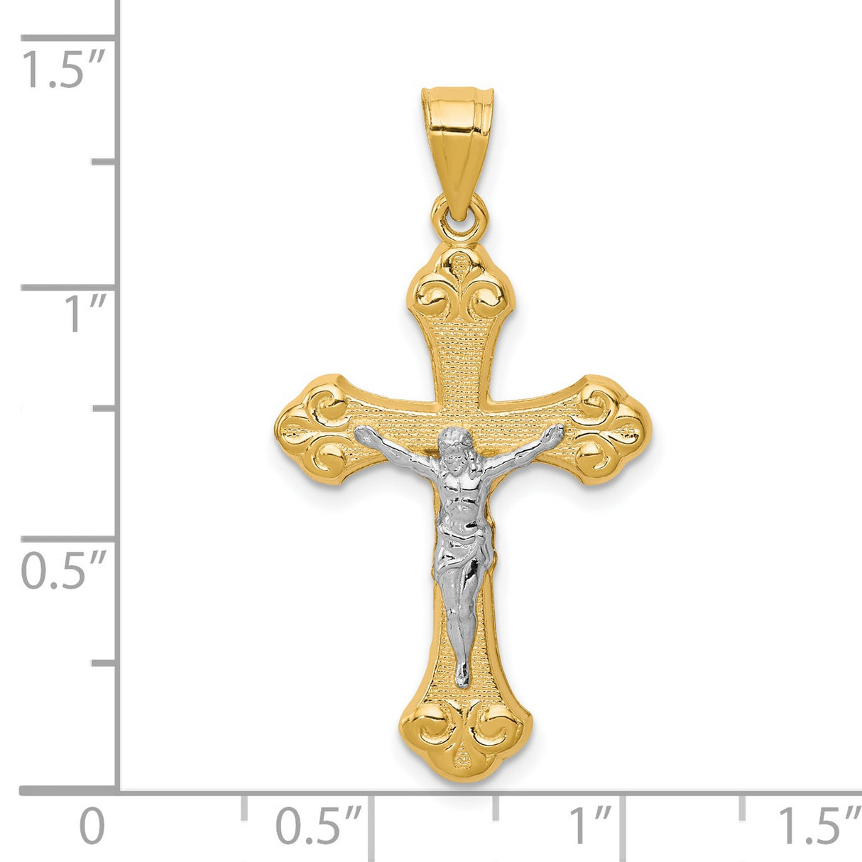 Crucifix Charm Pendant in Real 10k Multi-Tone Gold