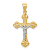 Crucifix Charm Pendant in Real 10k Multi-Tone Gold