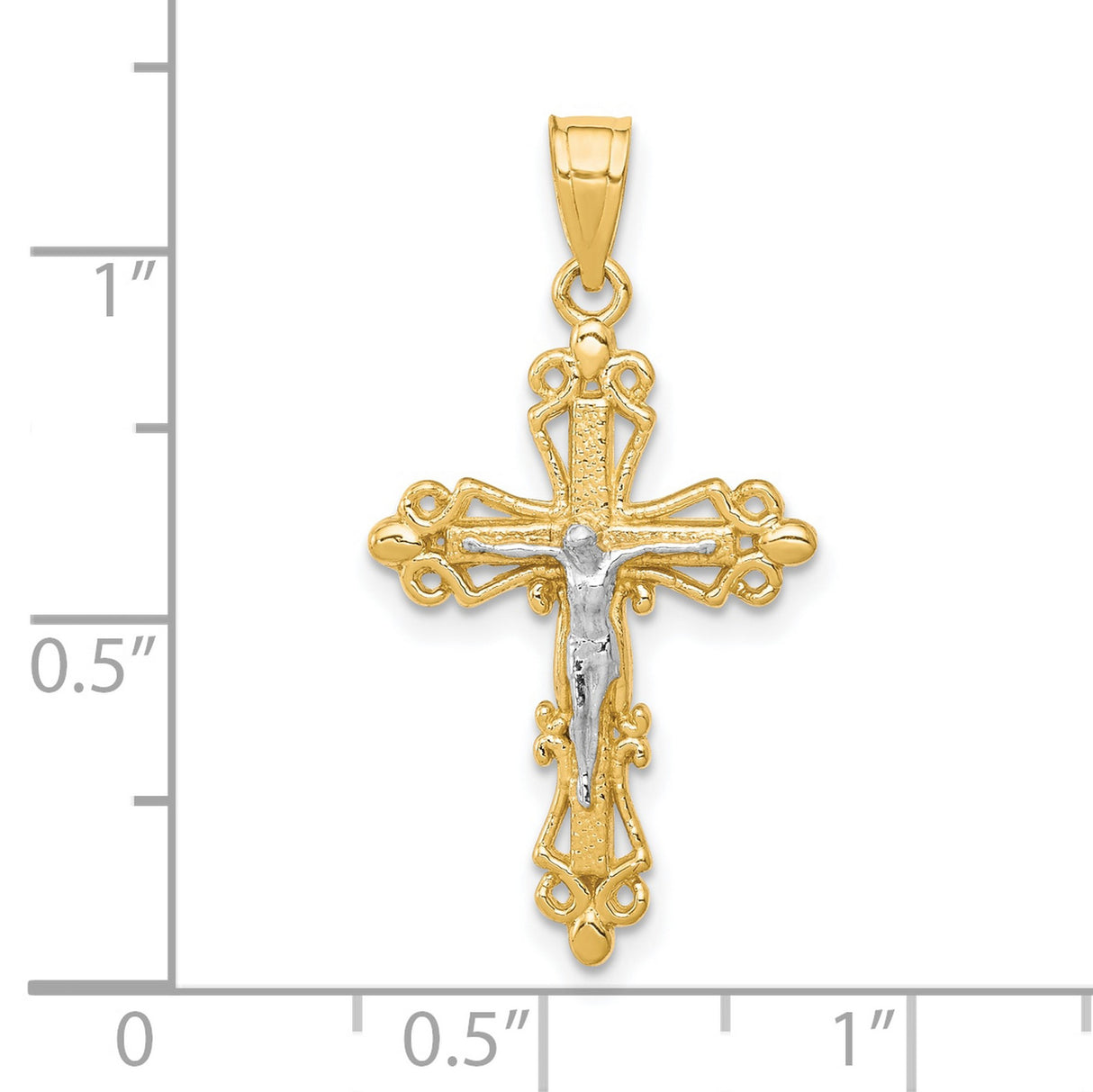 Crucifix Charm Pendant in Real 10k Multi-Tone Gold