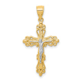 Crucifix Charm Pendant in Real 10k Multi-Tone Gold