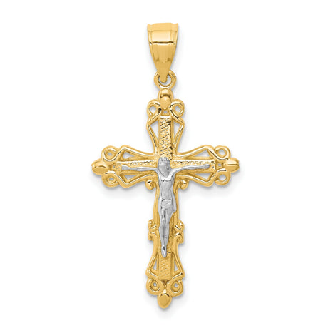 Crucifix Charm Pendant in Real 10k Multi-Tone Gold