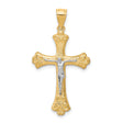Fleur de Lis Crucifix Charm Pendant in Real 10k Multi-Tone Gold