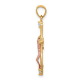 CZ Crucifix Charm Pendant in Real 10k Multi-Tone Gold