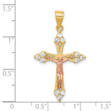 CZ Crucifix Charm Pendant in Real 10k Multi-Tone Gold