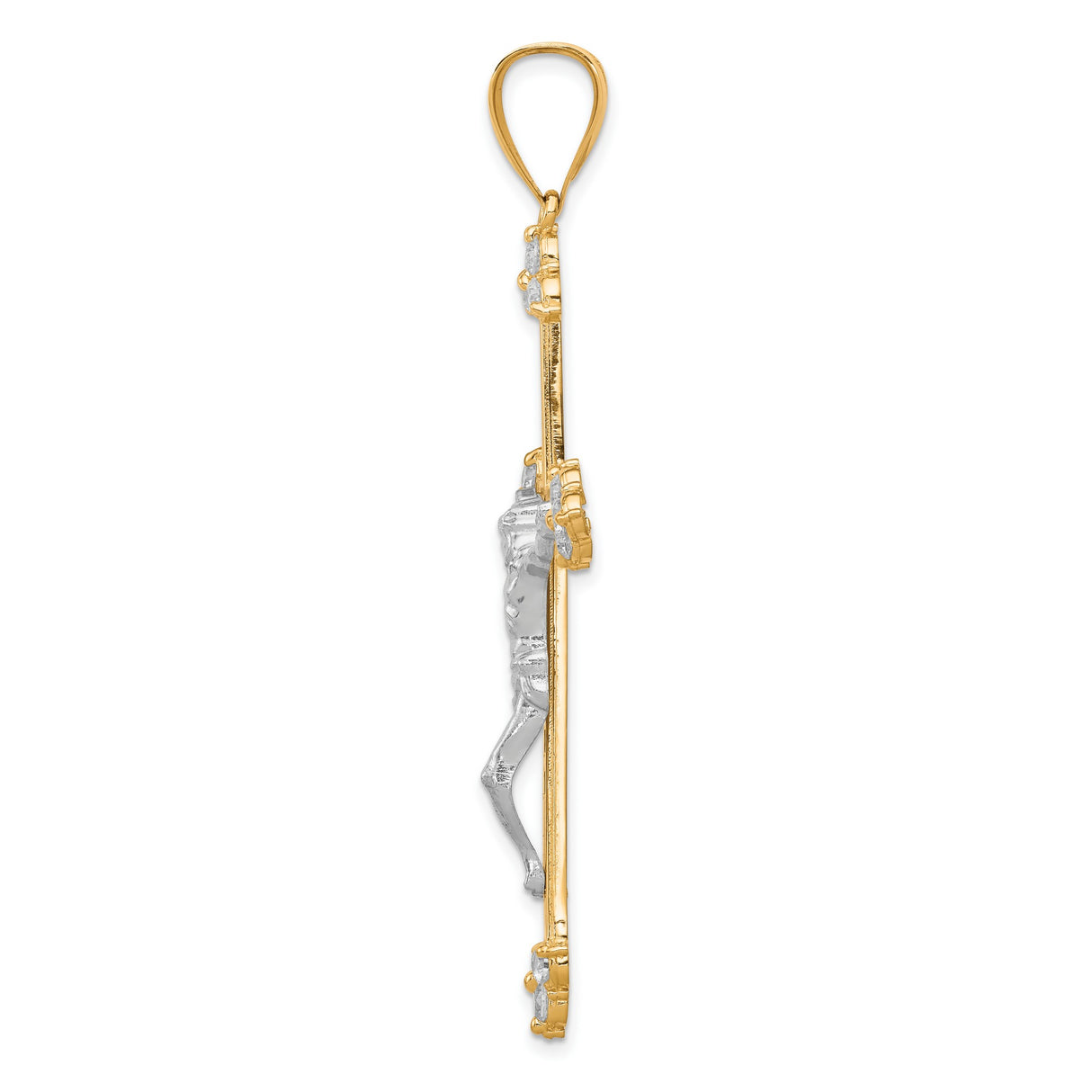 CZ Crucifix Charm Pendant in Real 10k Multi-Tone Gold