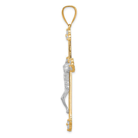 CZ Crucifix Charm Pendant in Real 10k Multi-Tone Gold