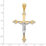 CZ Crucifix Charm Pendant in Real 10k Multi-Tone Gold