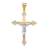 CZ Crucifix Charm Pendant in Real 10k Multi-Tone Gold