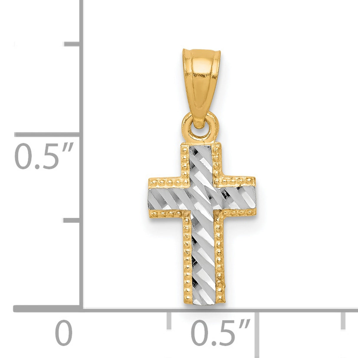 Tiny Diamond-Cut Cross Charm Pendant in Real 10k Multi-Tone Gold