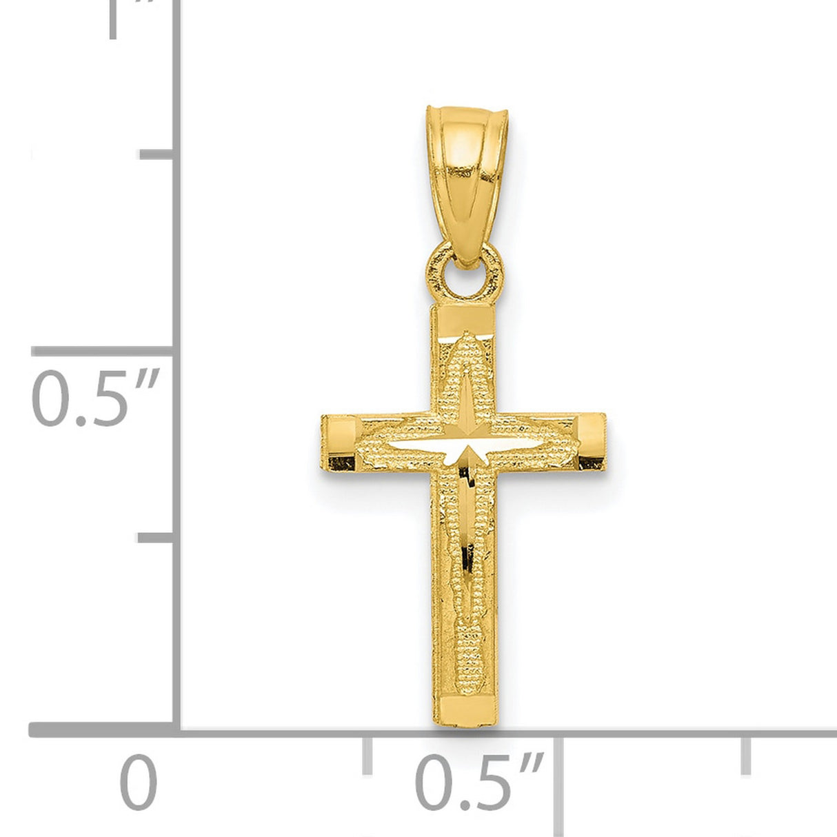 Diamond-Cut Cross Charm Pendant in Real 10k Yellow Gold