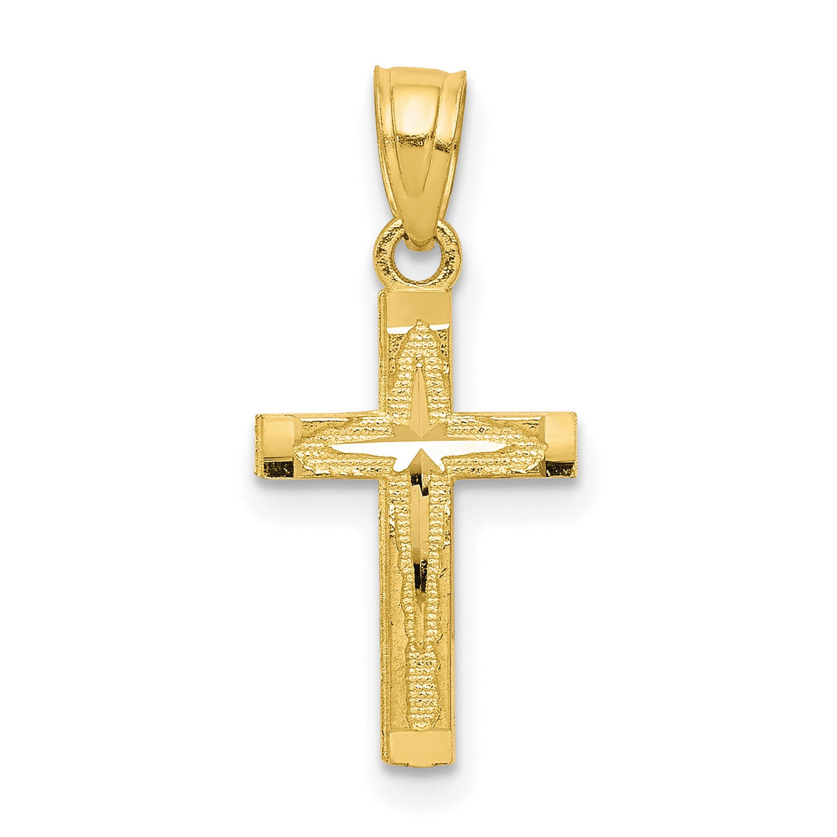 Diamond-Cut Cross Charm Pendant in Real 10k Yellow Gold