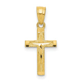 Diamond-Cut Cross Charm Pendant in Real 10k Yellow Gold