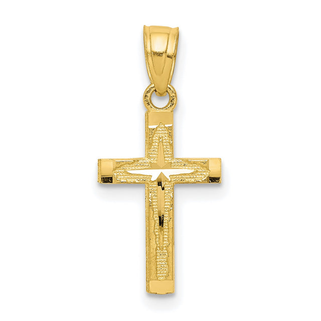 Diamond-Cut Cross Charm Pendant in Real 10k Yellow Gold