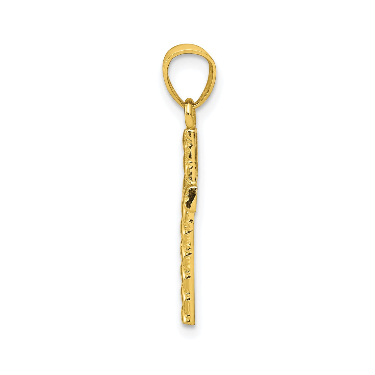 10k Yellow Gold Cross Pendant with Textured Detail, Classic Religious Design for Men and Women