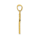 10k Yellow Gold Cross Pendant with Textured Detail, Classic Religious Design for Men and Women