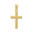10k Yellow Gold Cross Pendant with Textured Detail, Classic Religious Design for Men and Women