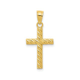 10k Yellow Gold Cross Pendant with Textured Detail, Classic Religious Design for Men and Women