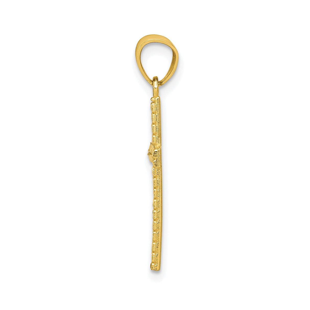10k Yellow Gold Cross Pendant with Textured Design and Polished Finish for Men and Women