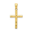 10k Yellow Gold Cross Pendant with Textured Design and Polished Finish for Men and Women