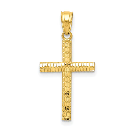 Diamond-Cut Cross Charm Pendant in Real 10k Yellow Gold