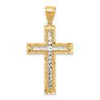 Diamond-Cut Cross Charm Pendant in Real 10k Multi-Tone Gold