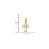 10k Yellow Gold Cross Pendant with Cubic Zirconia, Openwork Design, Unisex Religious Jewelry