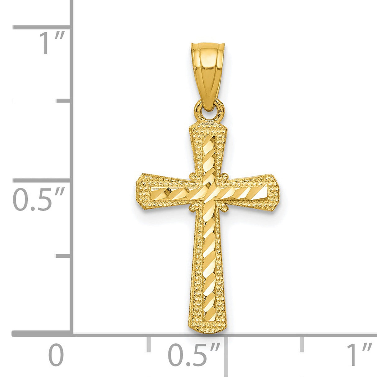 Diamond-Cut Cross Charm Pendant in Real 10k Yellow Gold