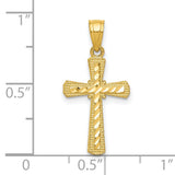 Diamond-Cut Cross Charm Pendant in Real 10k Yellow Gold