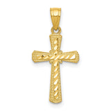 Diamond-Cut Cross Charm Pendant in Real 10k Yellow Gold