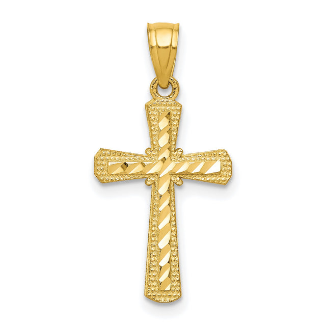 Diamond-Cut Cross Charm Pendant in Real 10k Yellow Gold