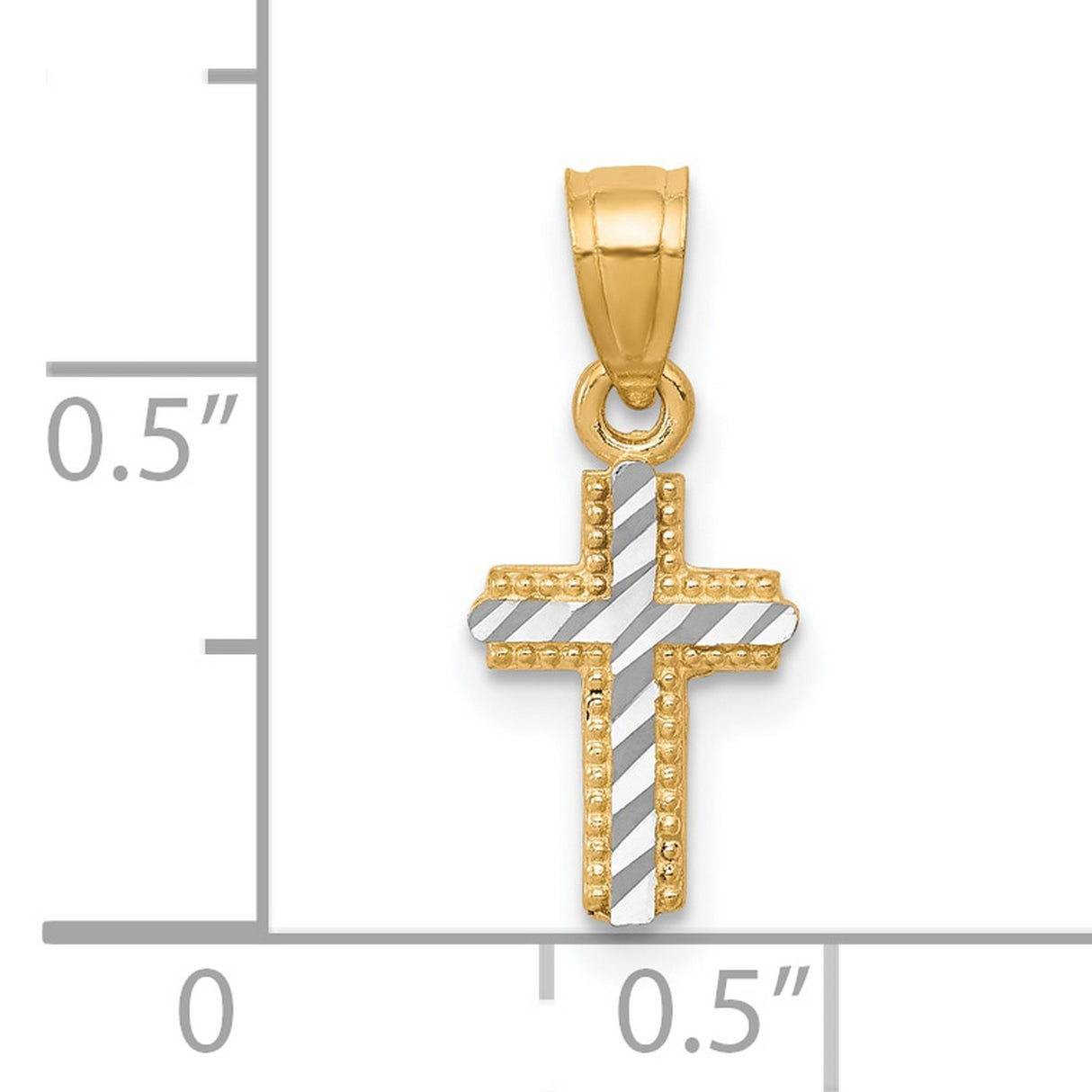 Tiny Diamond-Cut Cross Charm Pendant in Real 10k Multi-Tone Gold