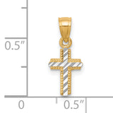 Tiny Diamond-Cut Cross Charm Pendant in Real 10k Multi-Tone Gold