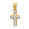 Tiny Diamond-Cut Cross Charm Pendant in Real 10k Multi-Tone Gold