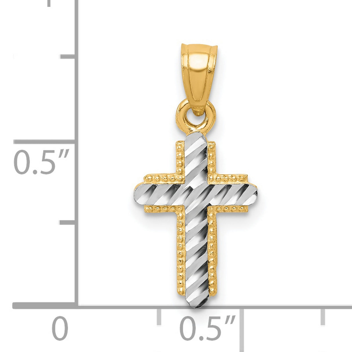 Diamond-Cut Cross Charm Pendant in Real 10k Multi-Tone Gold