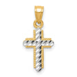 Diamond-Cut Cross Charm Pendant in Real 10k Multi-Tone Gold