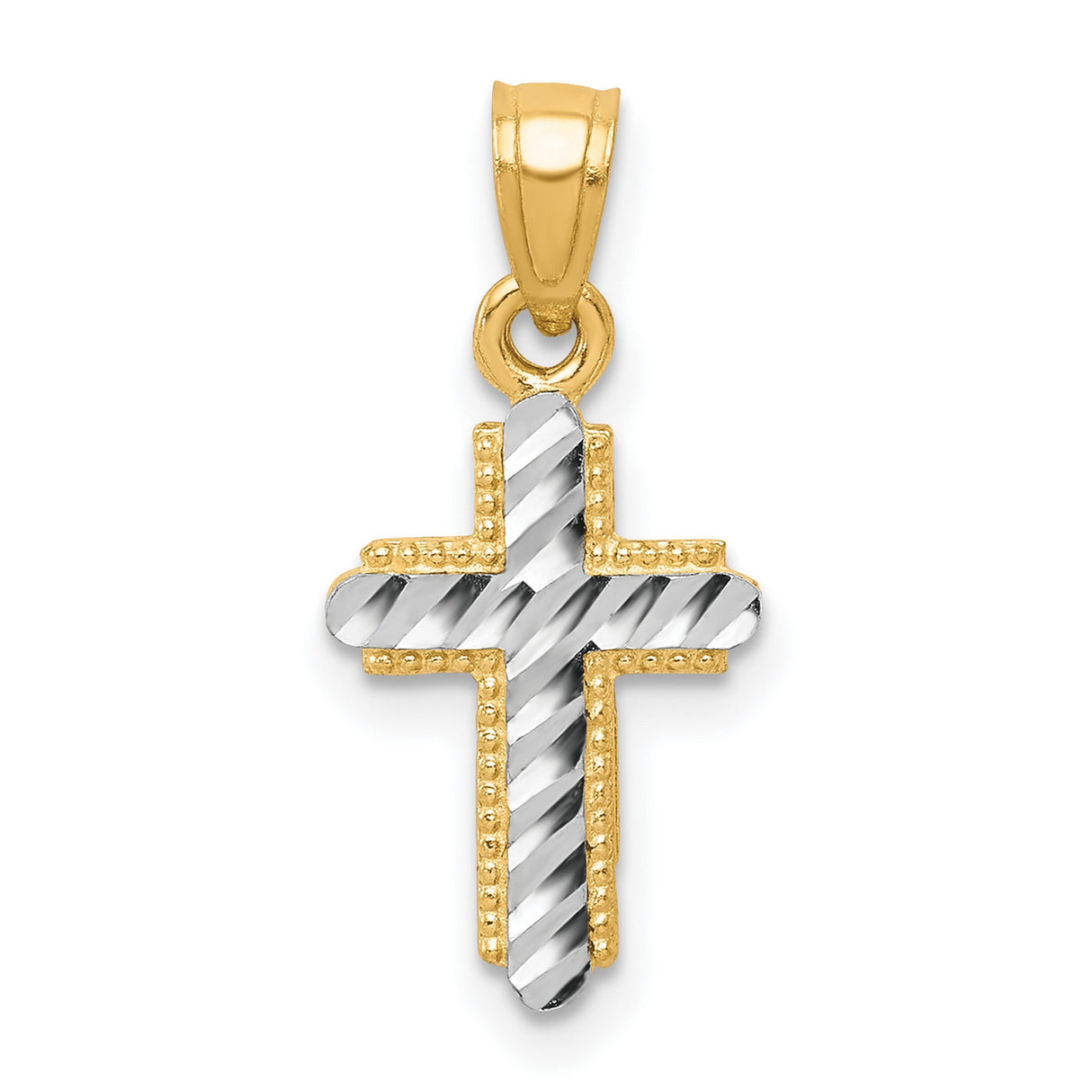 Diamond-Cut Cross Charm Pendant in Real 10k Multi-Tone Gold