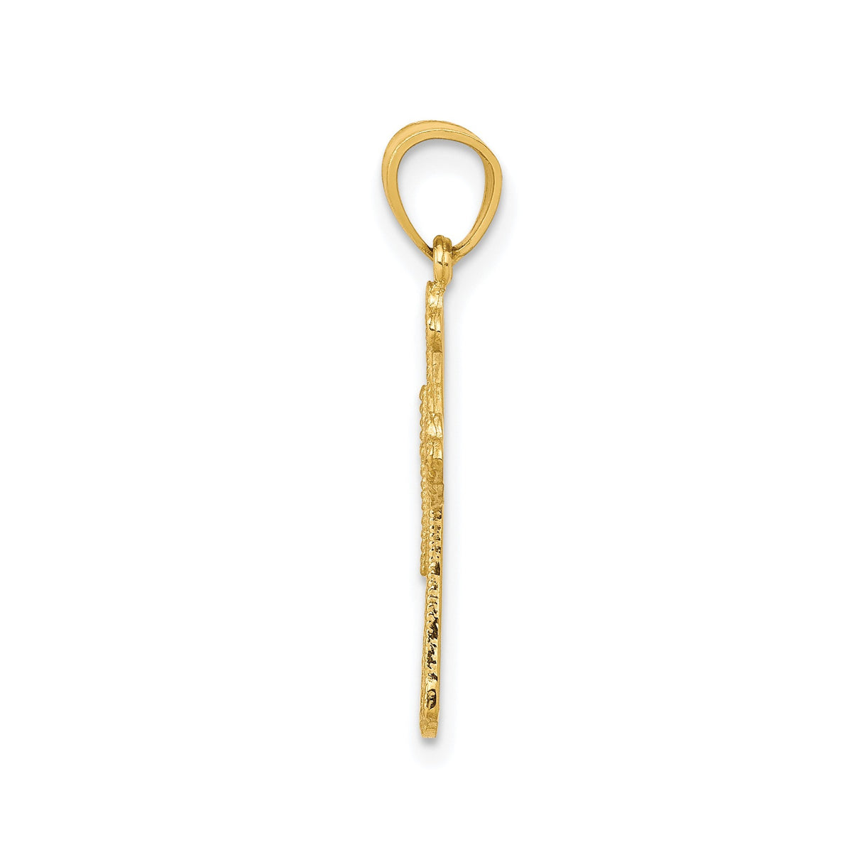10k Yellow Gold Cross Pendant with Fleur-de-Lis Design, Baroque Religious Style