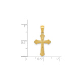 10k Yellow Gold Cross Pendant with Fleur-de-Lis Design, Baroque Religious Style
