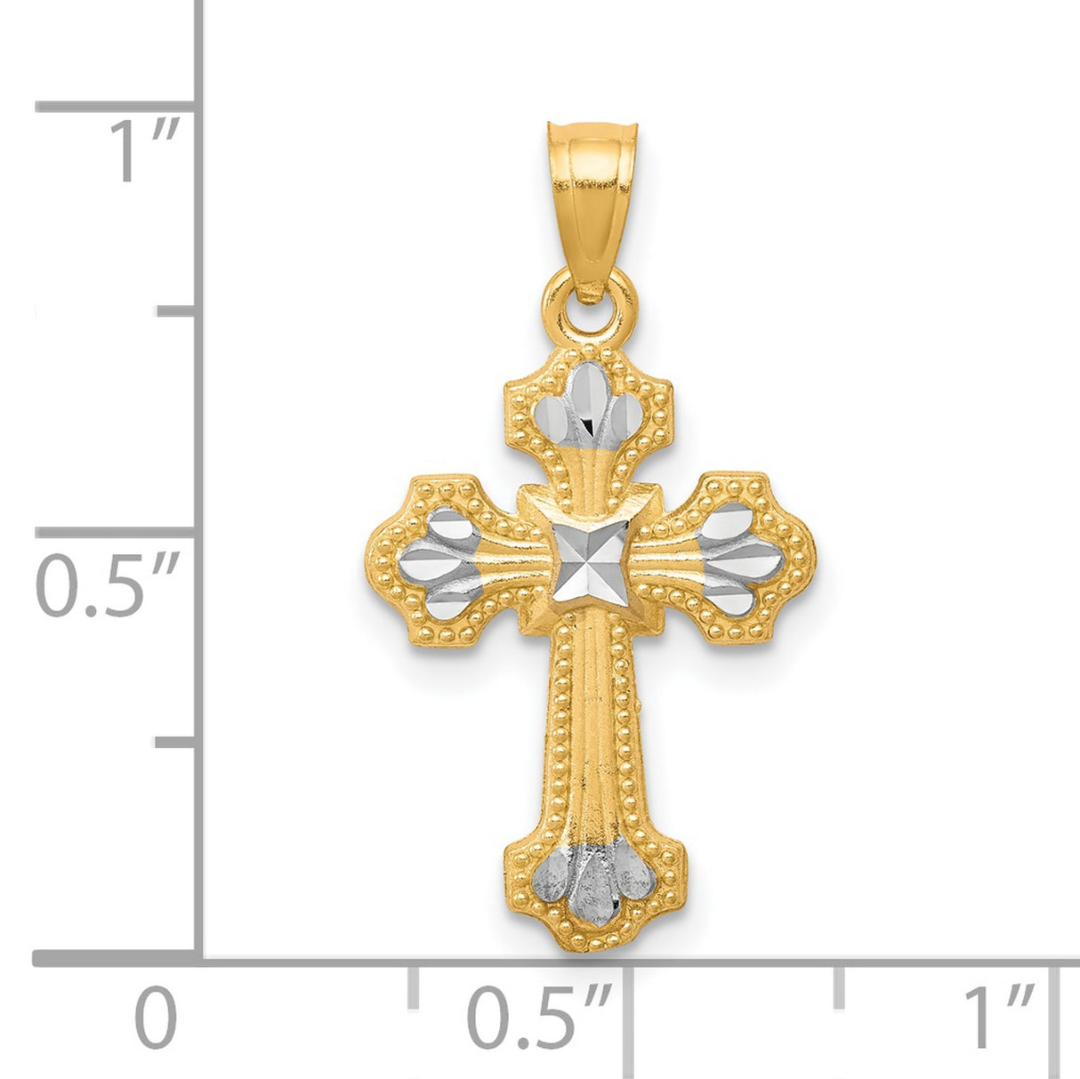 Diamond-Cut Cross Charm Pendant in Real 10k Multi-Tone Gold