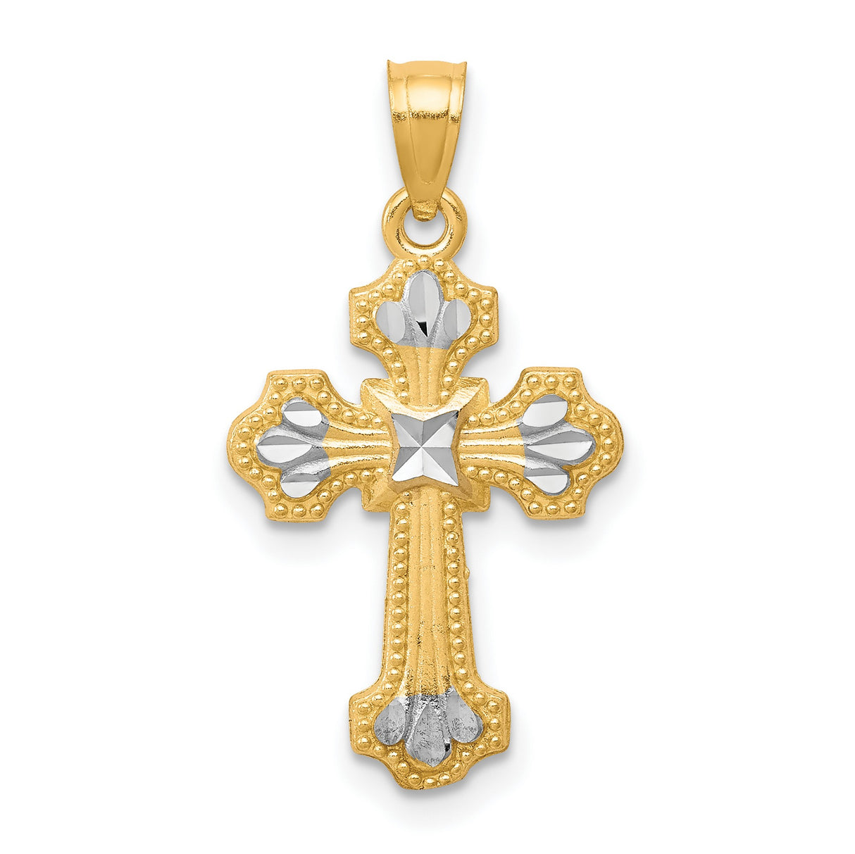 Diamond-Cut Cross Charm Pendant in Real 10k Multi-Tone Gold