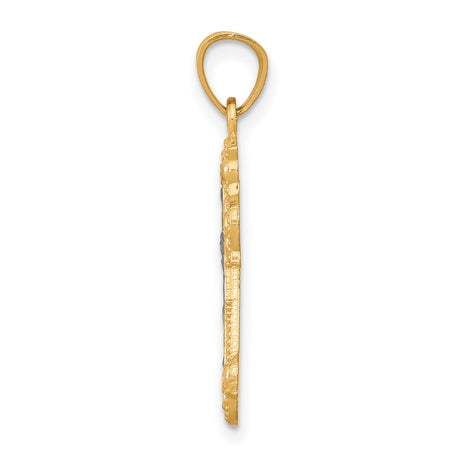 Diamond-Cut Cross Charm Pendant in Real 10k Multi-Tone Gold